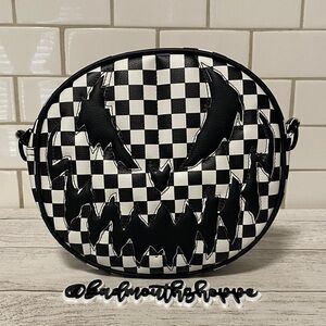 *Love Pain and Stitches Bad Company Pumpkin Checkered Black and White Purse Bag